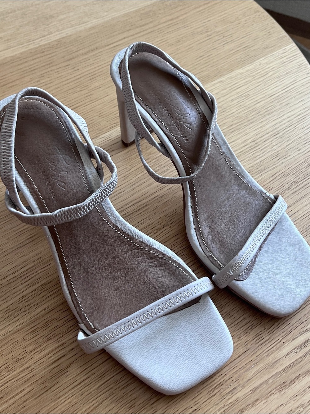 Nordstrom Light Taupe Strappy Block Heel Sandals